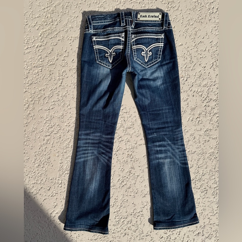 Rock Revival Jeans Women Size 26 Dee Boot Rhinestone Thick Stitch Pockets Blue - Picture 10 of 10